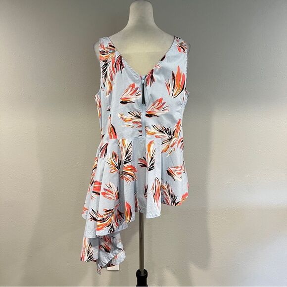 Lane Bryant Floral Asymmetrical v-neck sleeveless plus size top size 18 - Picture 6 of 13